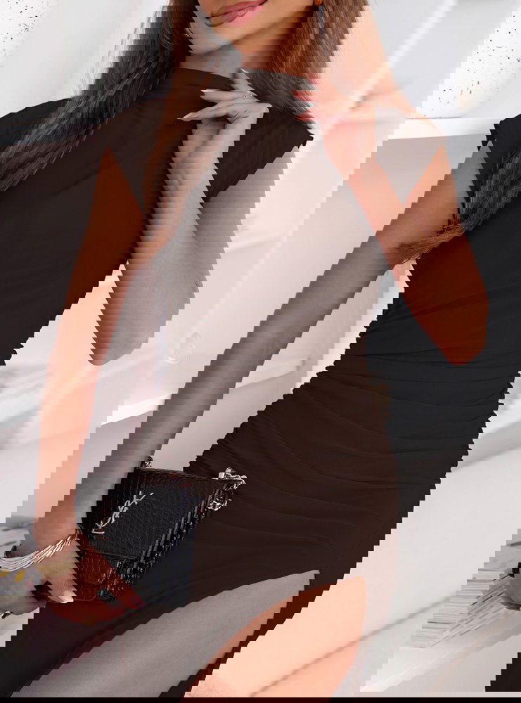 Czekoladowa dopasowana sukienka z...