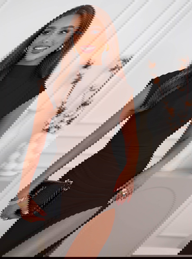 Czekoladowa dopasowana sukienka z...