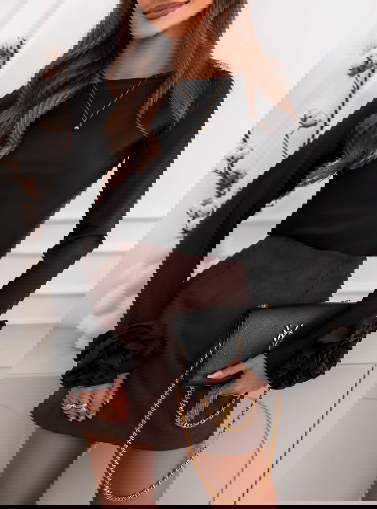 Czarna bluzka z ozdobnymi różami Ilesha