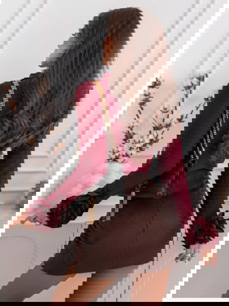 Bordowa bluzka z ozdobnymi... 2