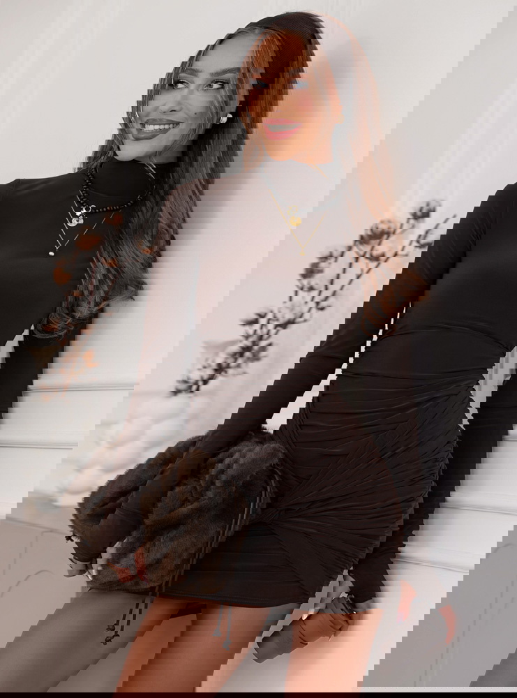 Czekoladowa prążkowana opaska Laurainee