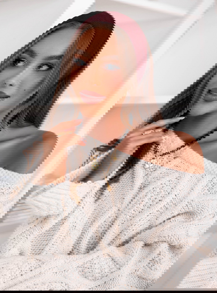 Bordowa prążkowana opaska Laurainee