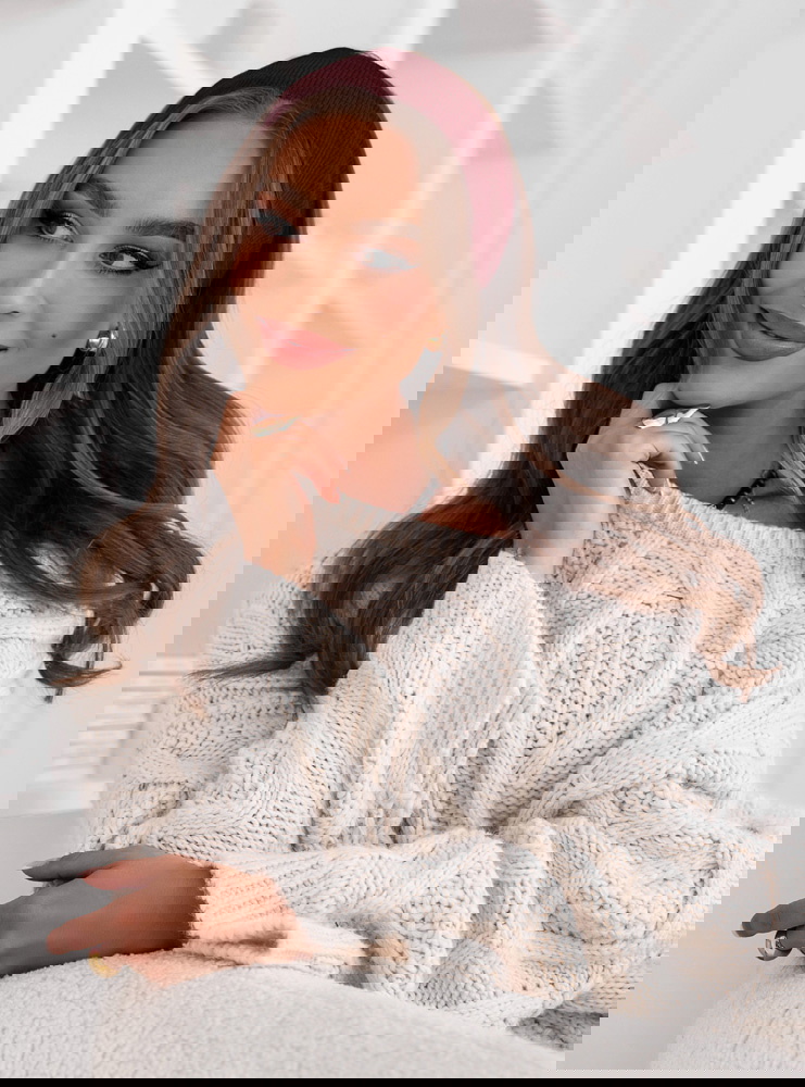 Bordowa prążkowana opaska Laurainee