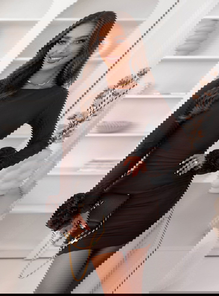 Czekoladowa dopasowana sukienka z...