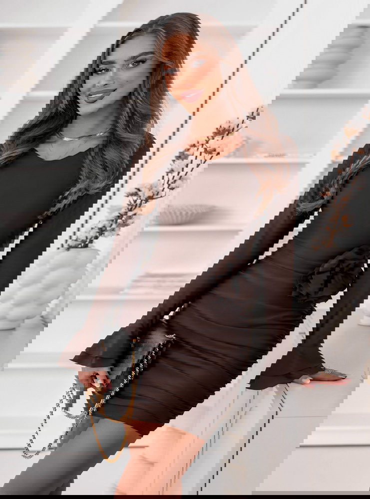 Czekoladowa dopasowana sukienka z...