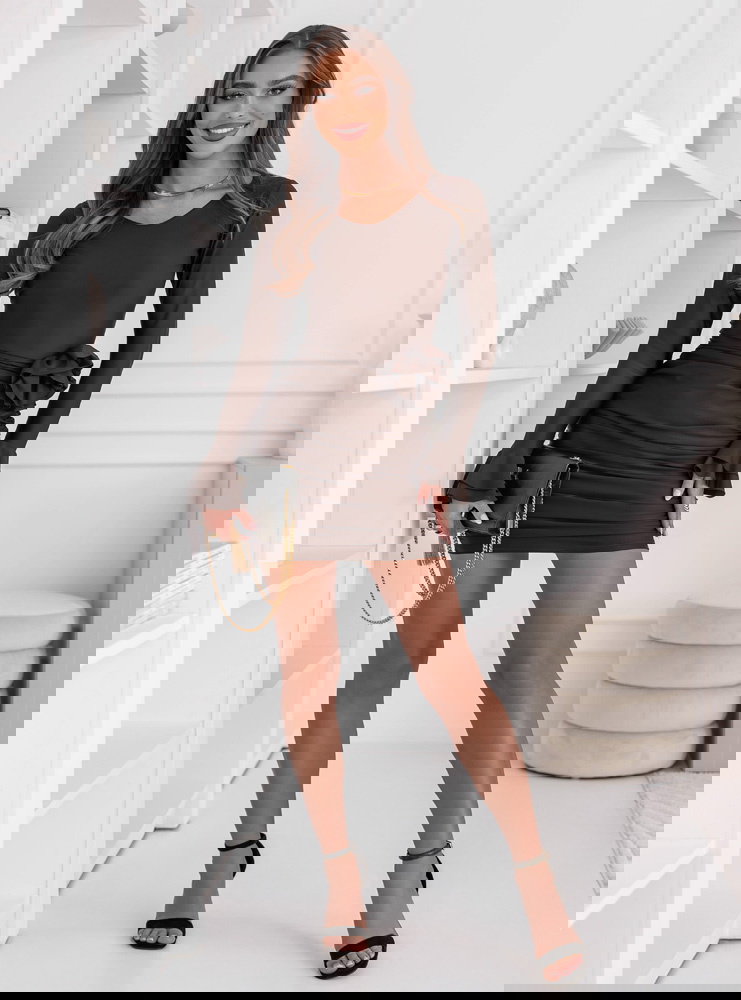 Czekoladowa dopasowana sukienka z...