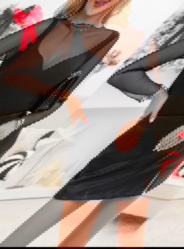 Czarna tiulowa bluzka z topem Morgane