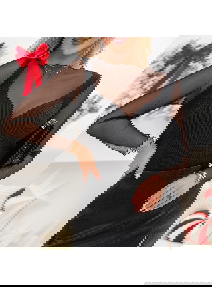 Czarna tiulowa bluzka z topem Morgane