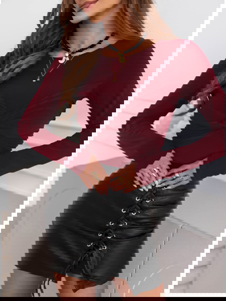 Bordowa dopasowana bluzka... 2