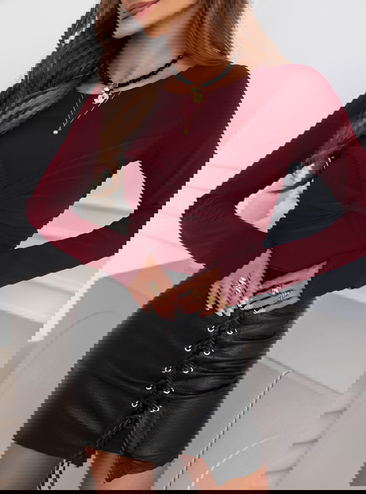 Bordowa dopasowana bluzka Barretta