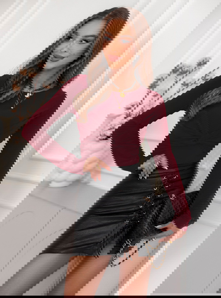 Bordowa dopasowana bluzka Barretta