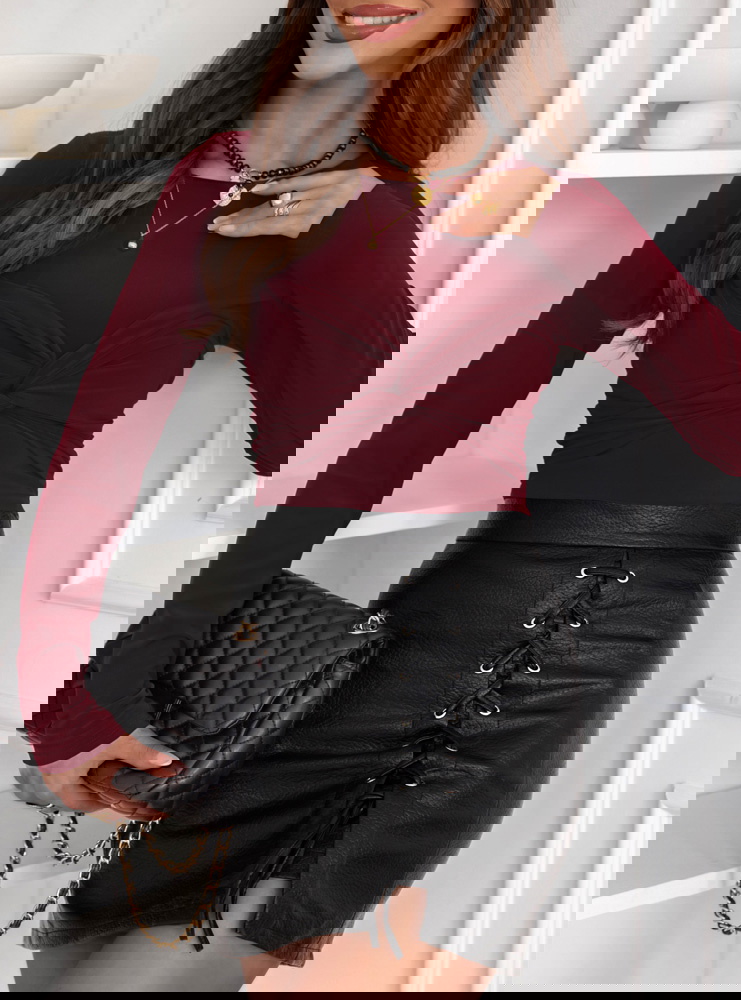 Bordowa dopasowana bluzka Barretta