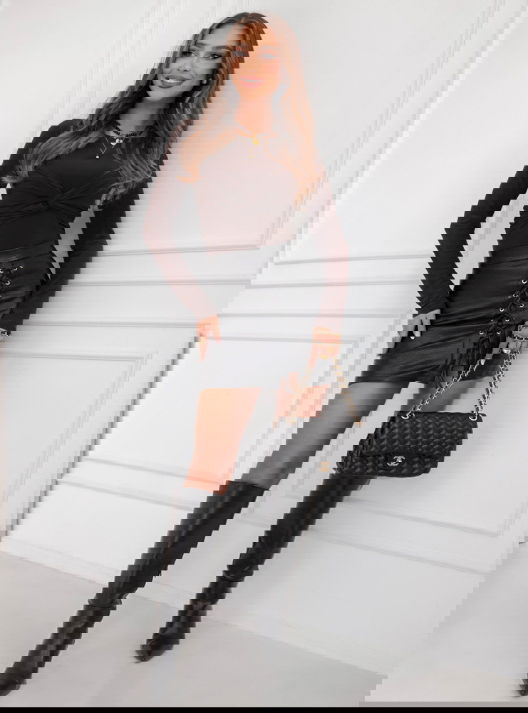 Czekoladowa dopasowana bluzka Barretta