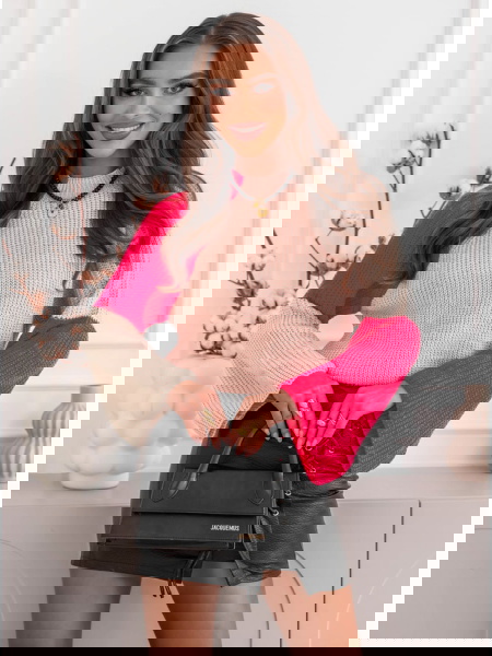 Pudrowy sweter z szerokimi... 2