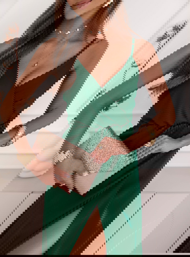 Sukienka satynowa maxi na ramiączkach...