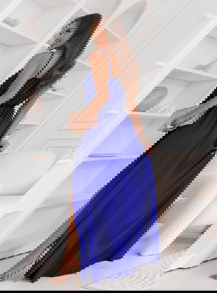 Chabrowa sukienka satynowa maxi na...