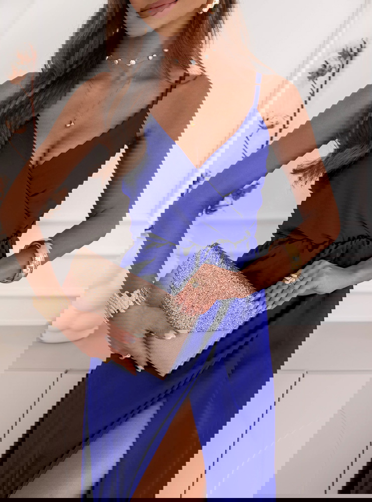 Chabrowa sukienka satynowa maxi na...