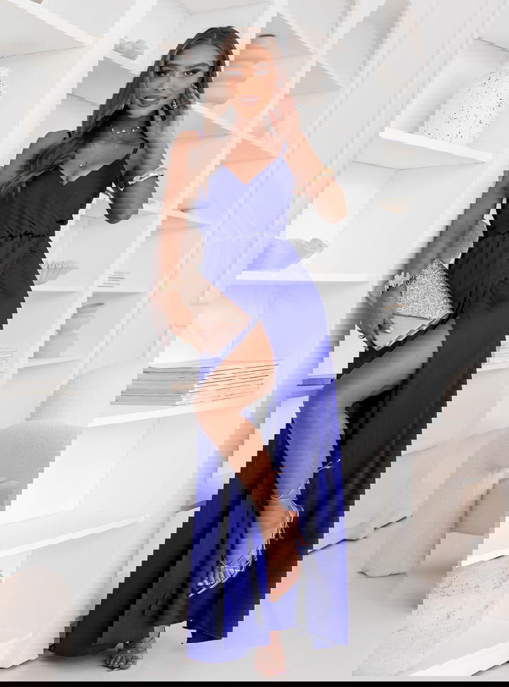 Chabrowa sukienka satynowa maxi na...