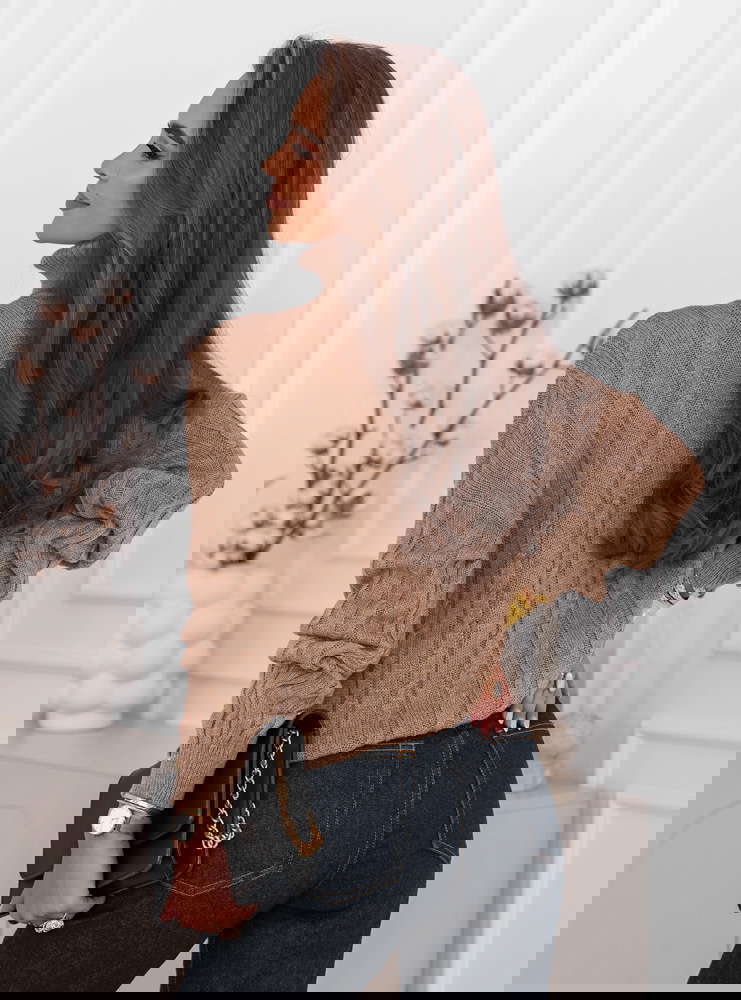 Sweter oversize z golfem Marjolein -...