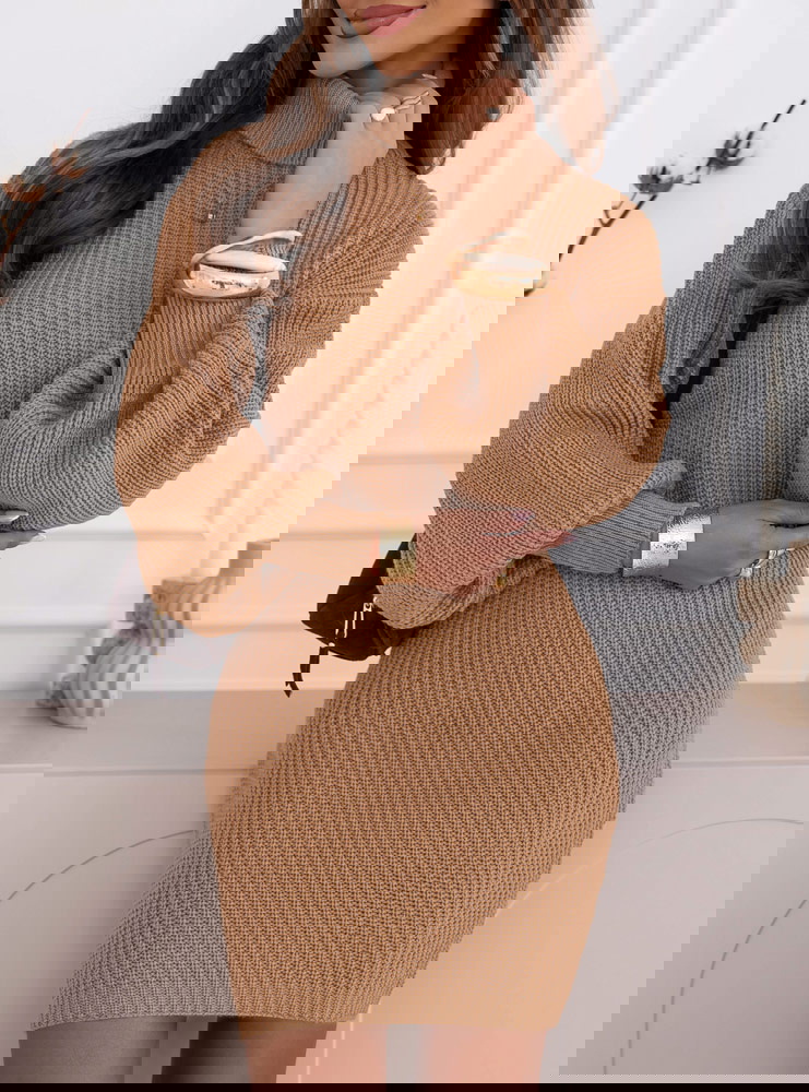 Swetrowa sukienka z golfem Evilia -...