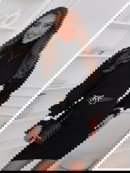 Czarna swetrowa sukienka z...