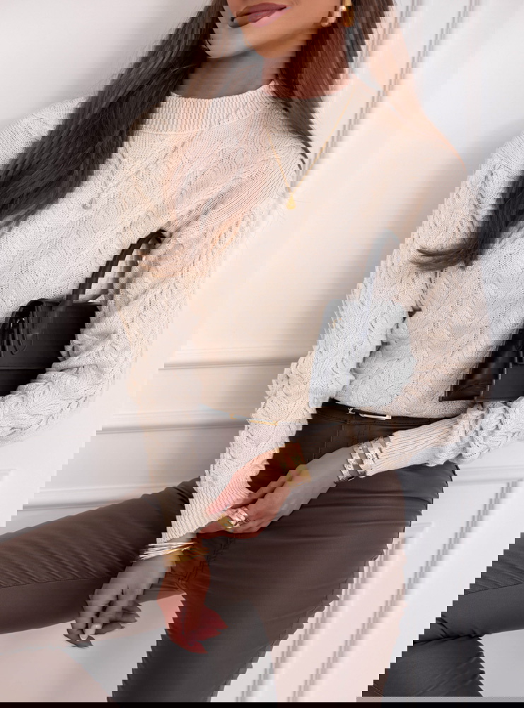 Beżowy sweter z półgolfem Ruthanne