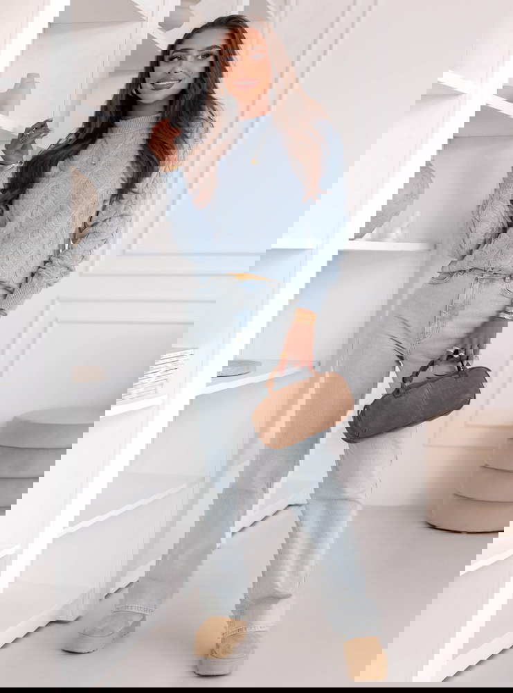 Błękitny sweter z półgolfem Ruthanne