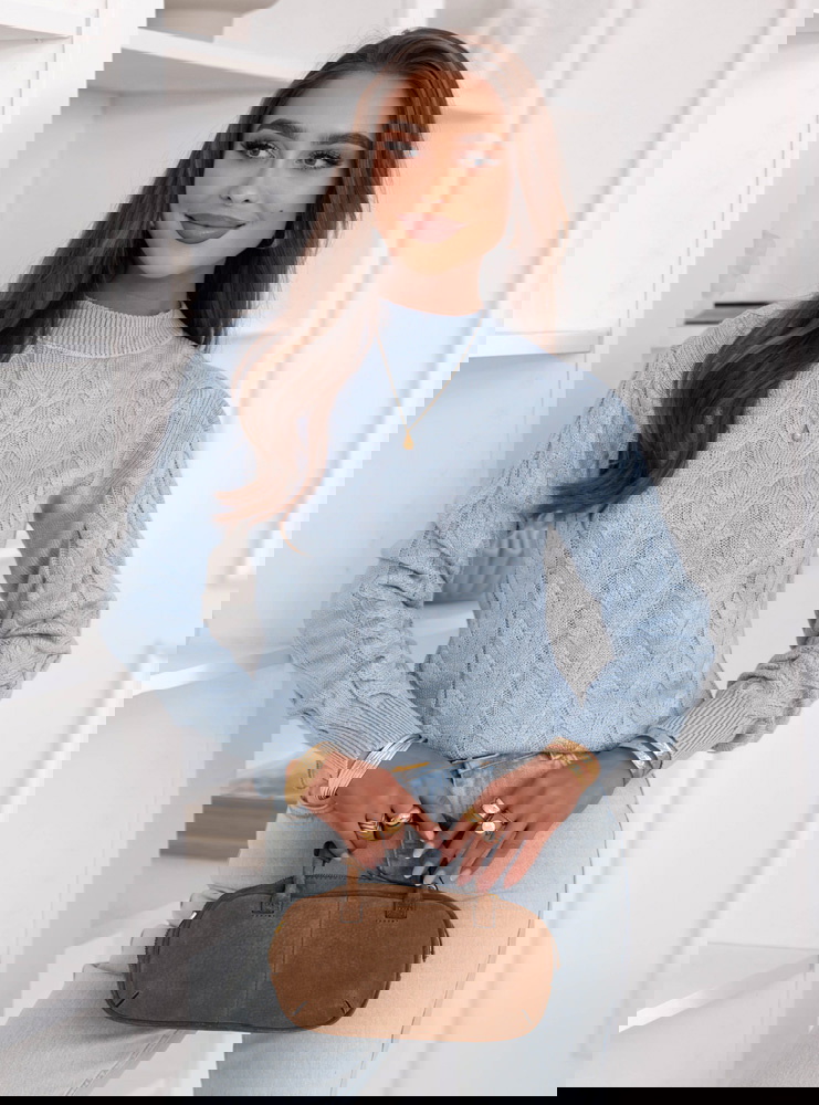 Błękitny sweter z półgolfem Ruthanne