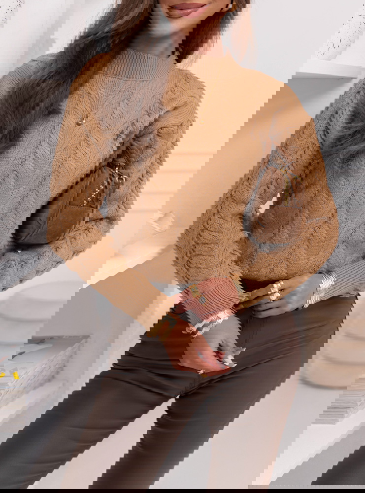 Sweter z półgolfem Ruthanne - mocha...