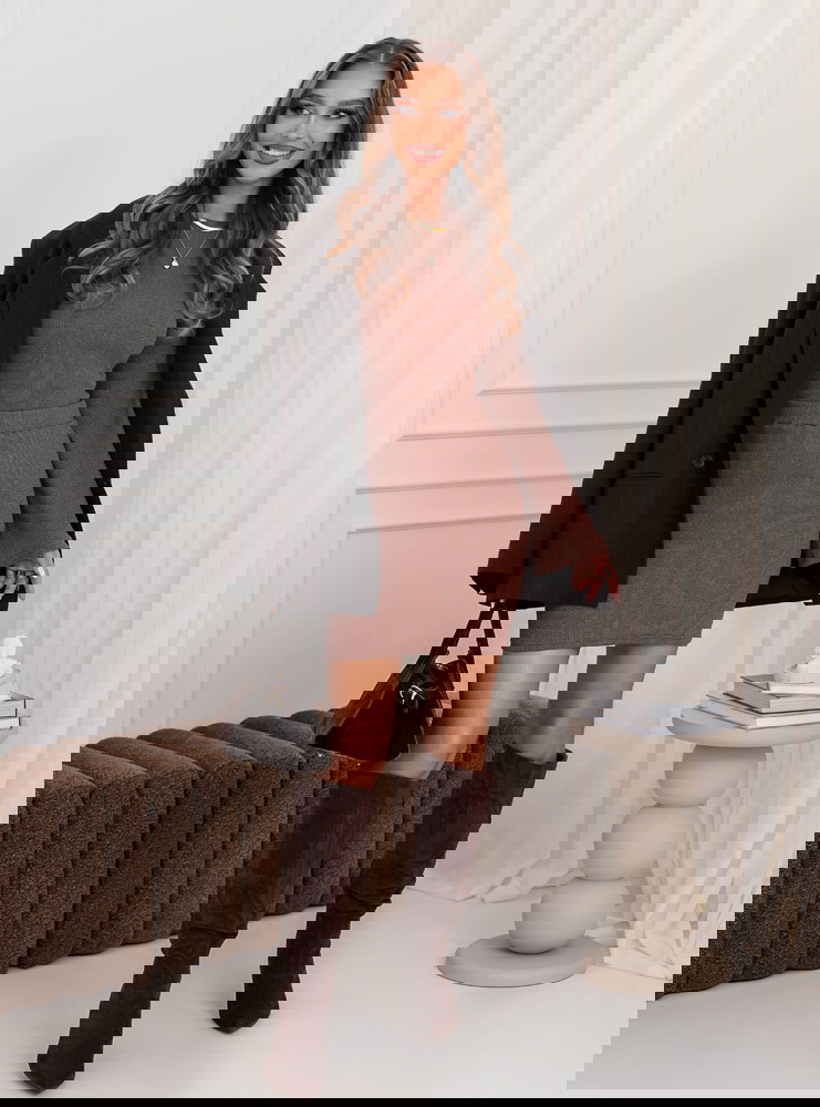 Prążkowany komplet bluzka i...