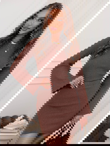 Prążkowany komplet bluzka i...