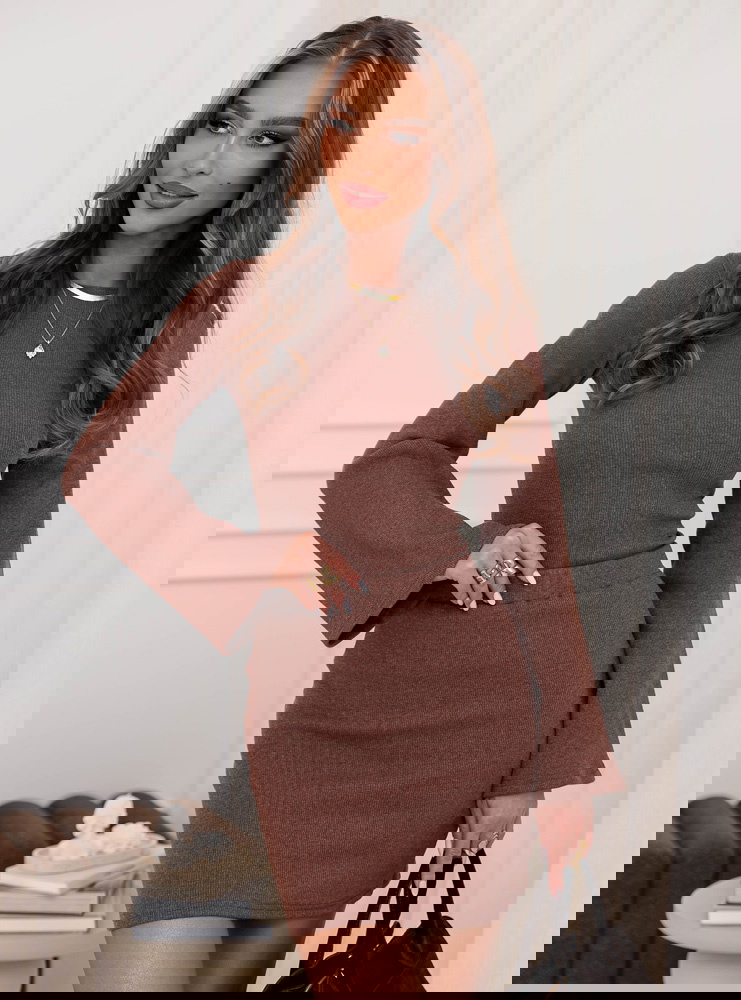 Prążkowany komplet bluzka i...