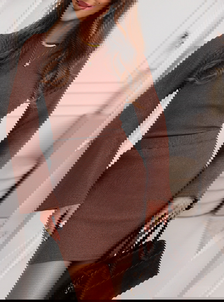 Prążkowany komplet bluzka i...