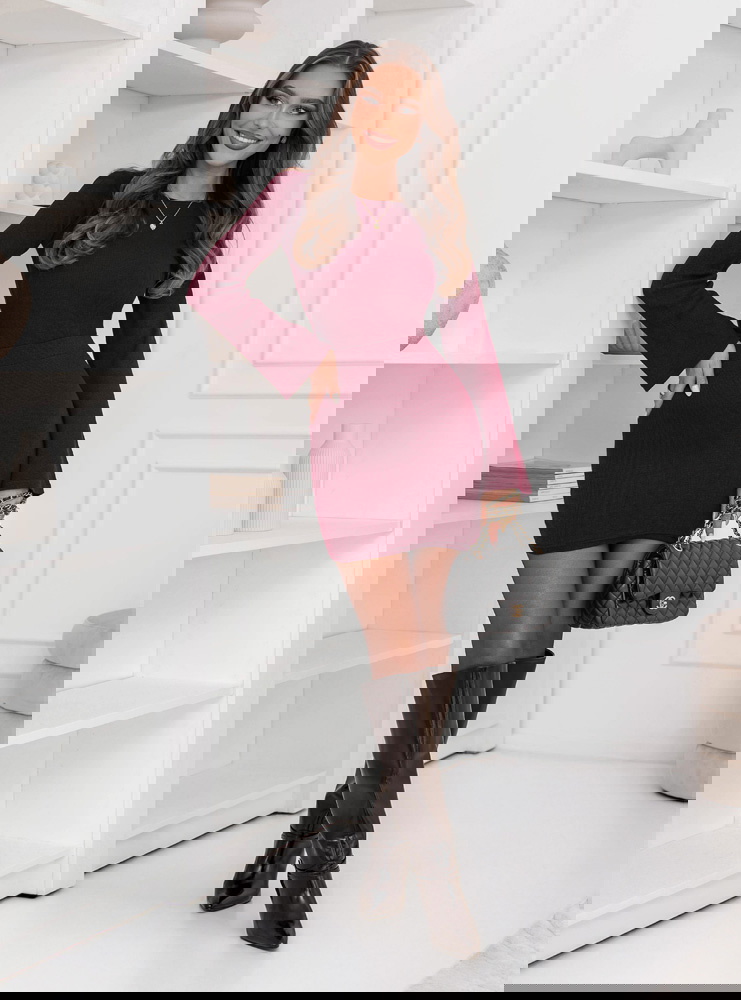 Bordowy prążkowany komplet bluzka i...