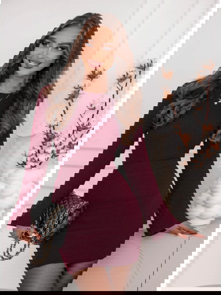 Bordowy prążkowany komplet...