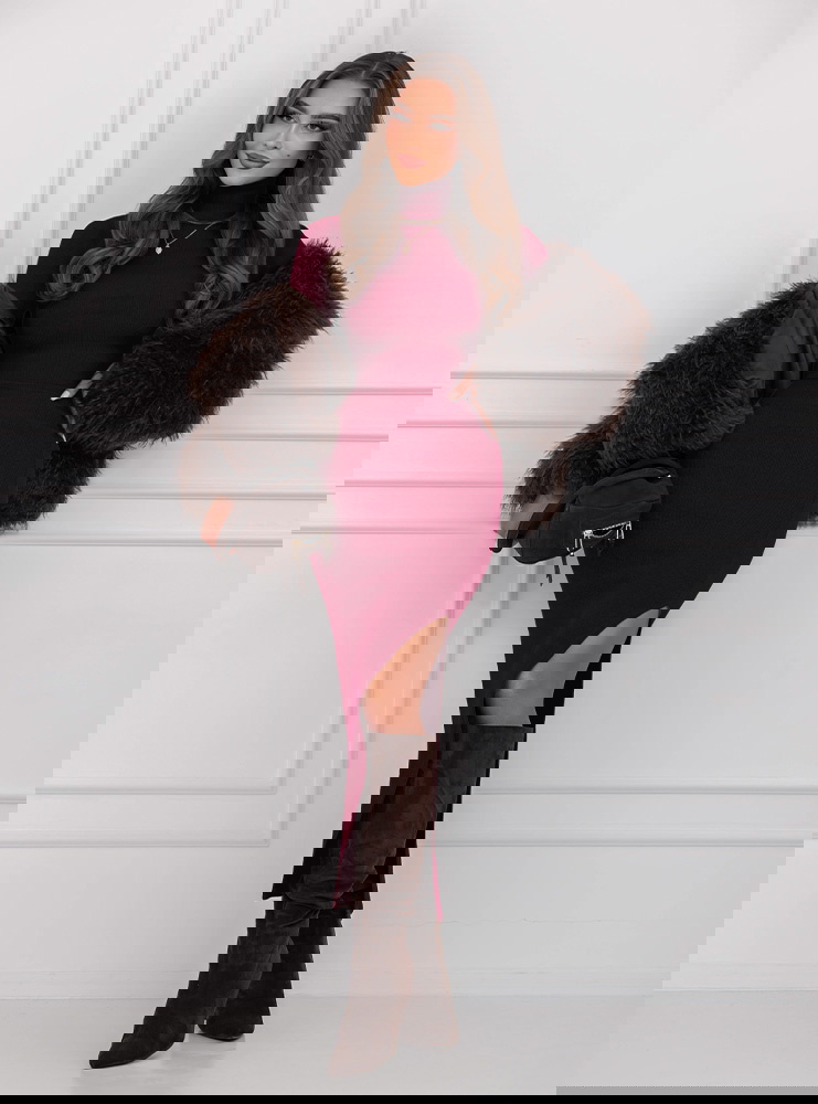 Bordowy prążkowany komplet bluzka i...