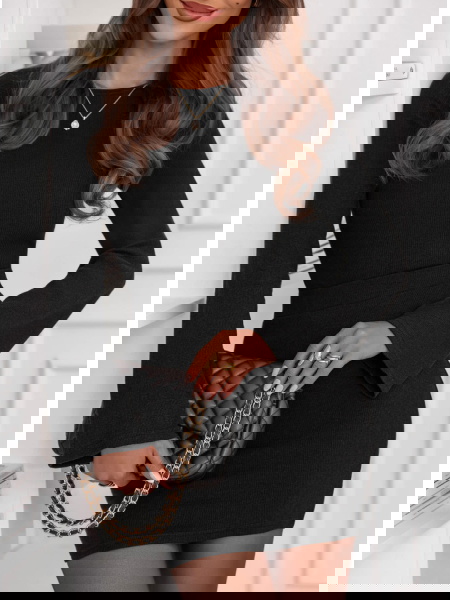 Czarny prążkowany komplet...