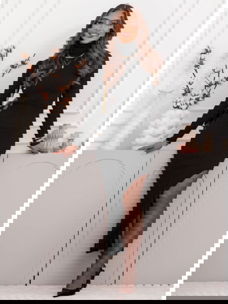 Czarny prążkowany komplet...