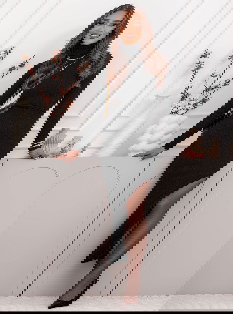 Czarny prążkowany komplet bluzka i...