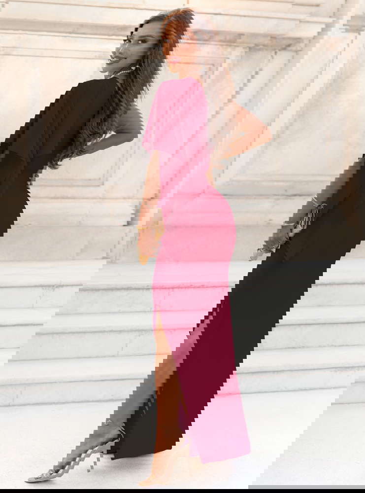 Bordowa sukienka na jedno ramię z...