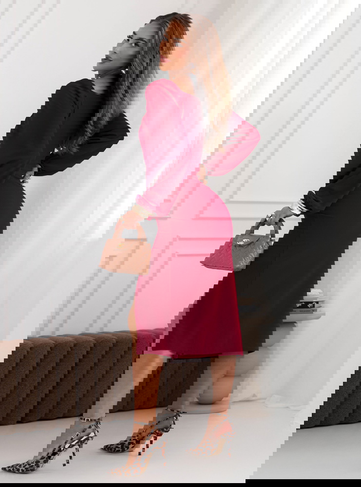 Bordowa sukienka z rozcięciem Cathey