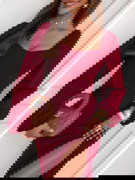 Bordowa sukienka z...