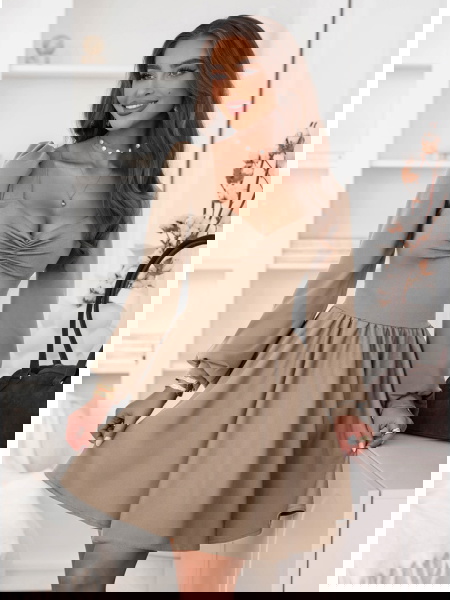 Beżowa sukienka z... 2