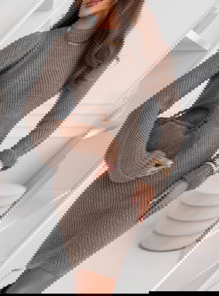 Czekoladowa sukienka swetrowa z...