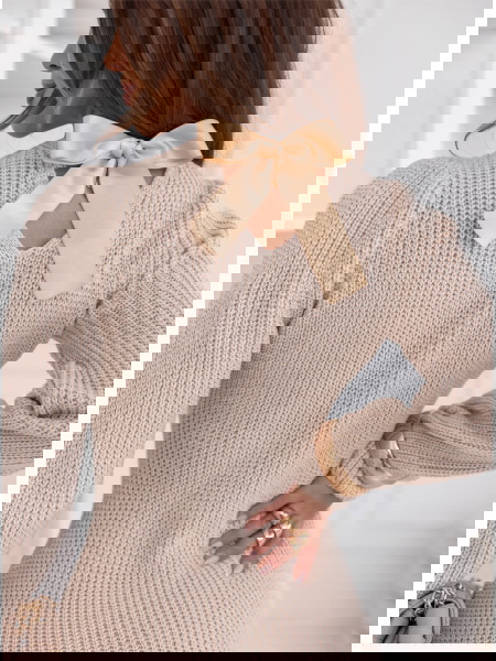 Beżowa sukienka swetrowa z... 2