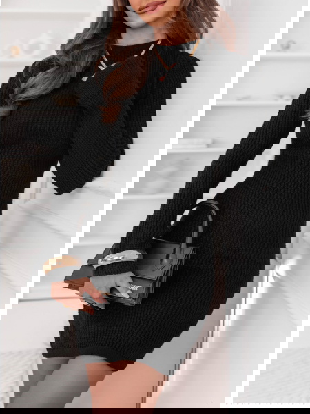 Czarna sukienka swetrowa z... 2