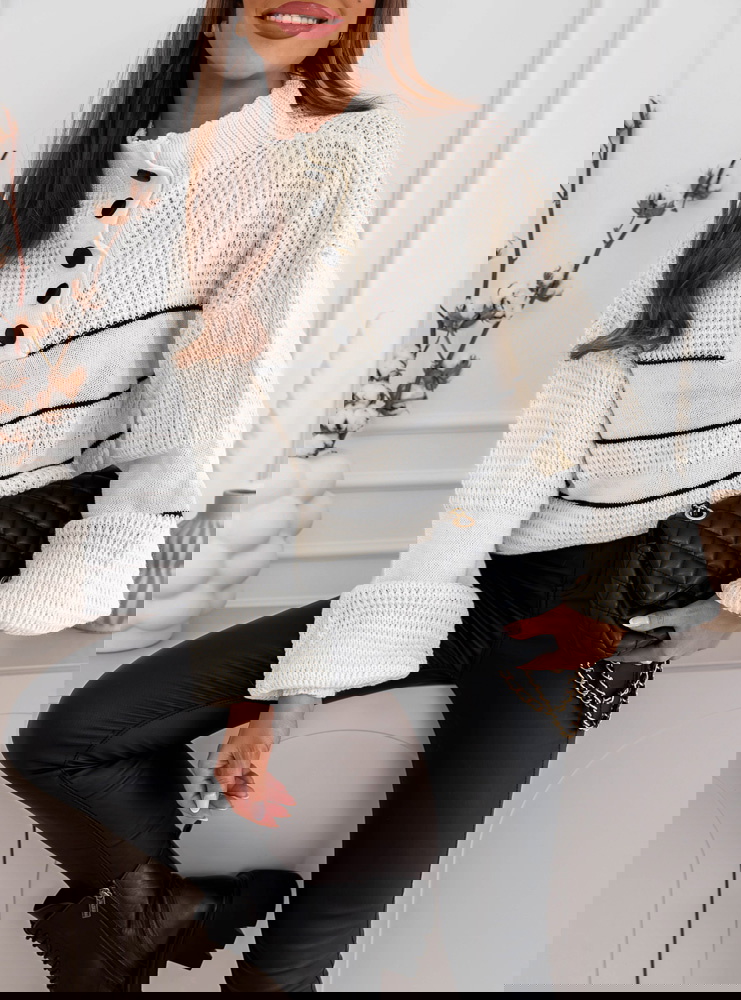 Sweter oversize z guzikami Micheal - ecru