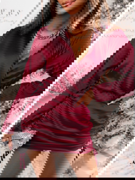 Bordowa satynowa sukienka... 2