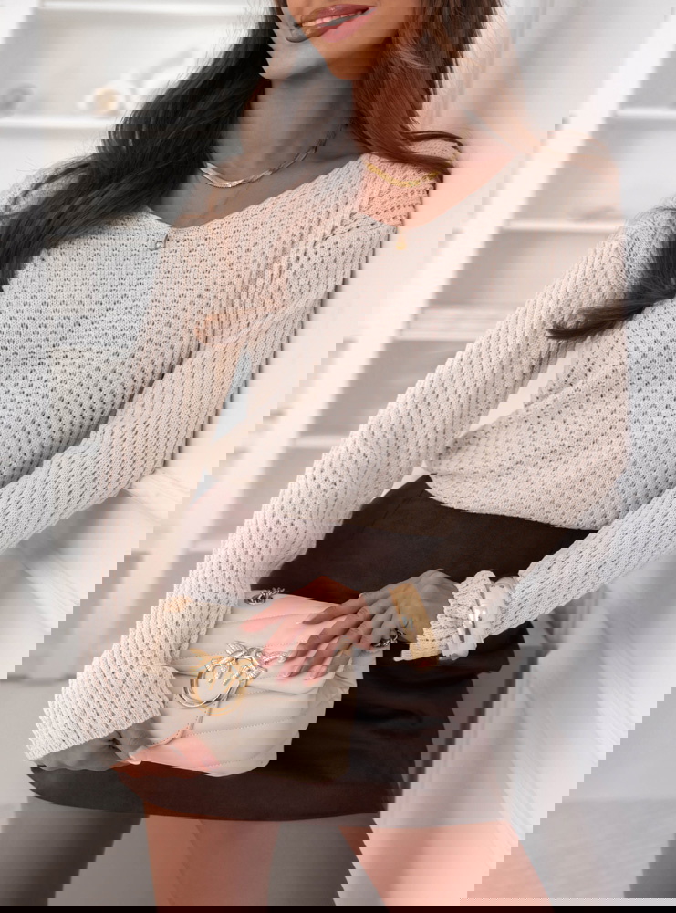 Beżowy ażurowy sweter Chrysann