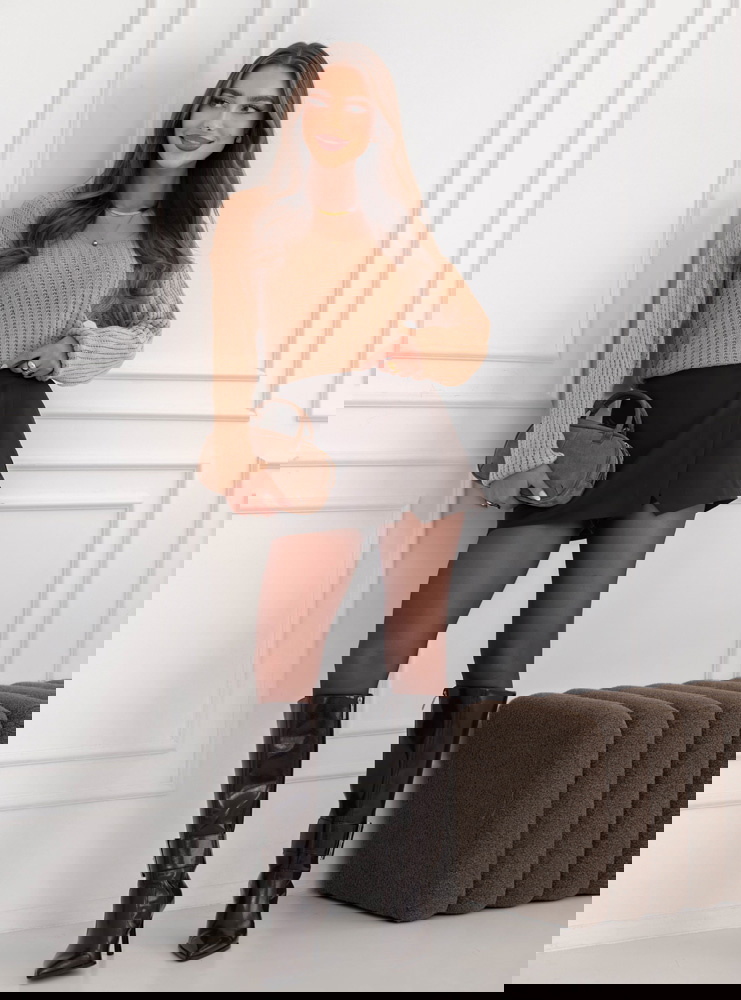 Ażurowy sweter Chrysann - mocha mousse